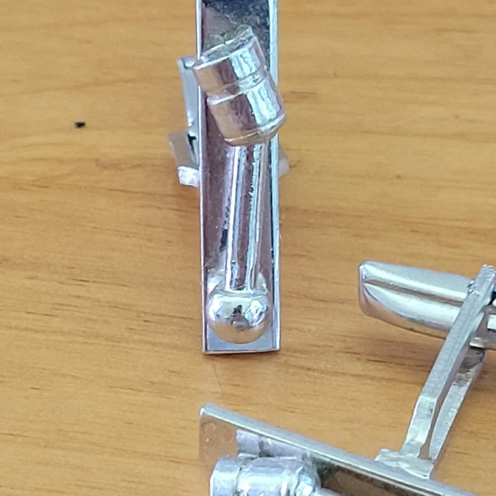 Vintage Silver Tone Gavel Cufflinks Pair Pat Pend MCM Mid Century Men